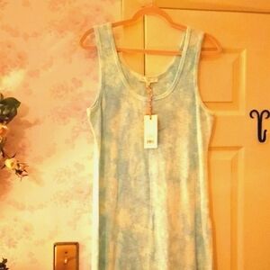 NWT LoveShackFancy Citra Midi Dress  Aqua Hand Dye